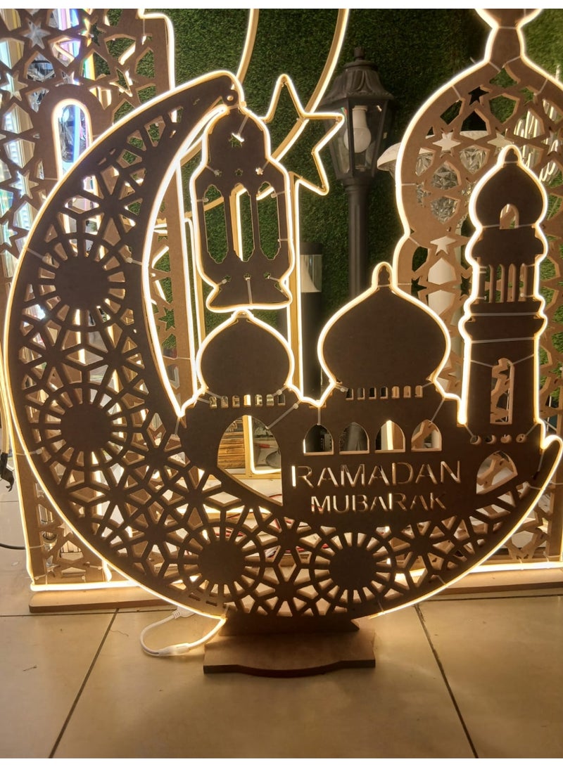 Ramadan Crescent Moon Decorative Floor Lamp with Warm White COB LED – 80 x 70 cm - Image 5